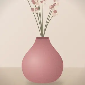 Vaso rosa com flores secas